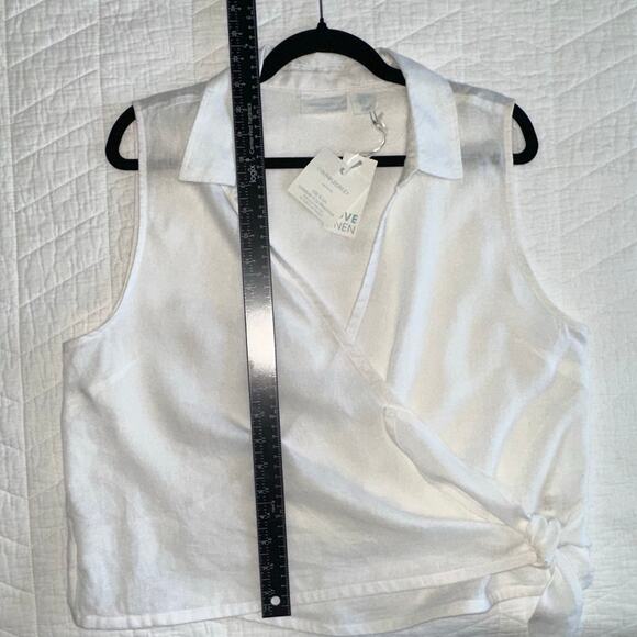NWT Cynthia Rowley White Linen Sleeveless Wrap Tie Blouse – Size XL - Picture 9 of 9